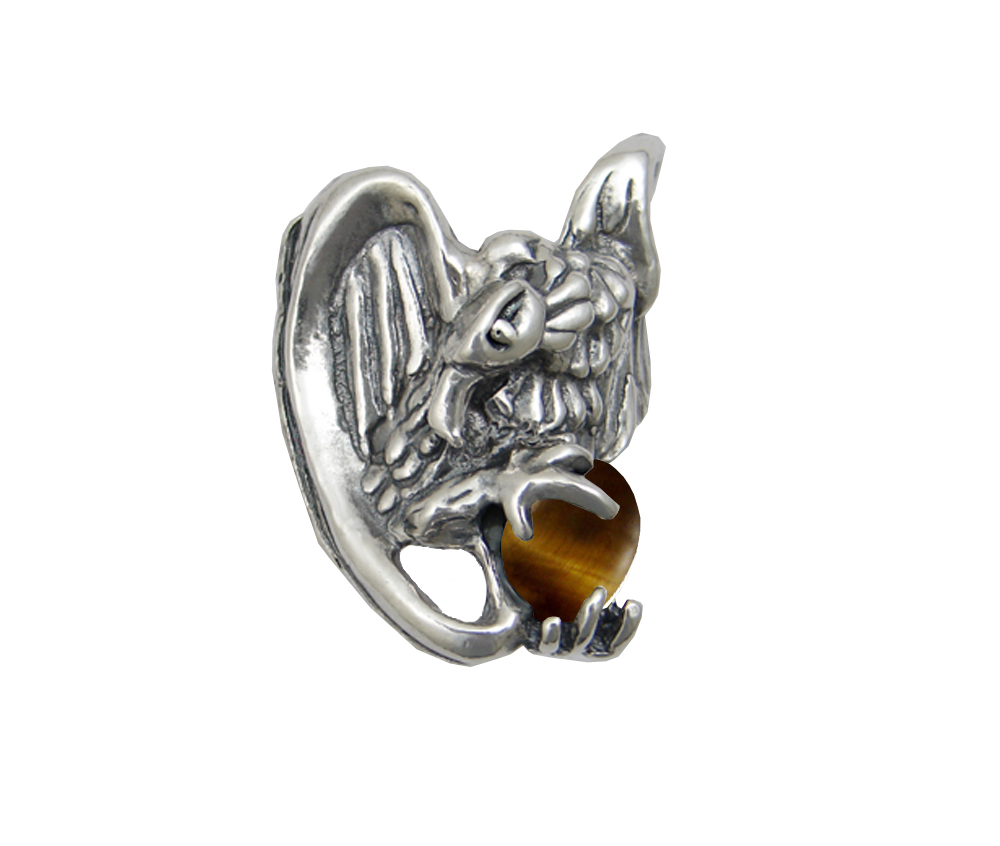 Sterling Silver Heavy Weight Vulture Ring With Tiger Eye Size 9 Sterling Silver Heavy Weight Vulture Ring With Tiger Eye Size 9